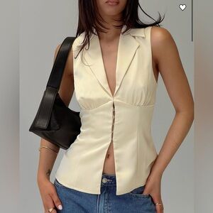 Princess Polly My Truth Satin Top Cream